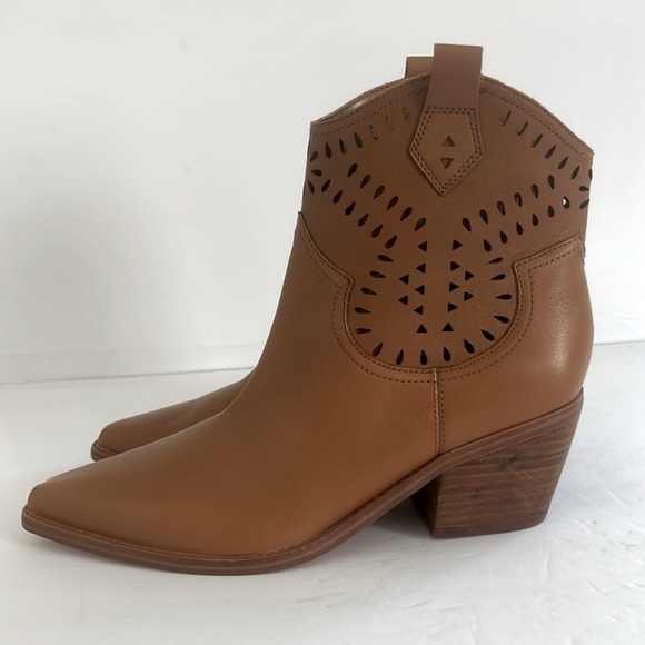 MARC FISHER $199 Elyma Pointed Toe Western Tan LEATHER Boot Shoes Size 8 NEW - Picture 7 of 8